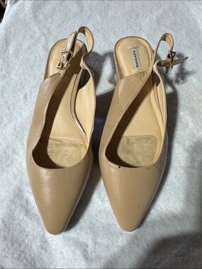 Alex Marie Beige Pointed Toe Slingback Flats